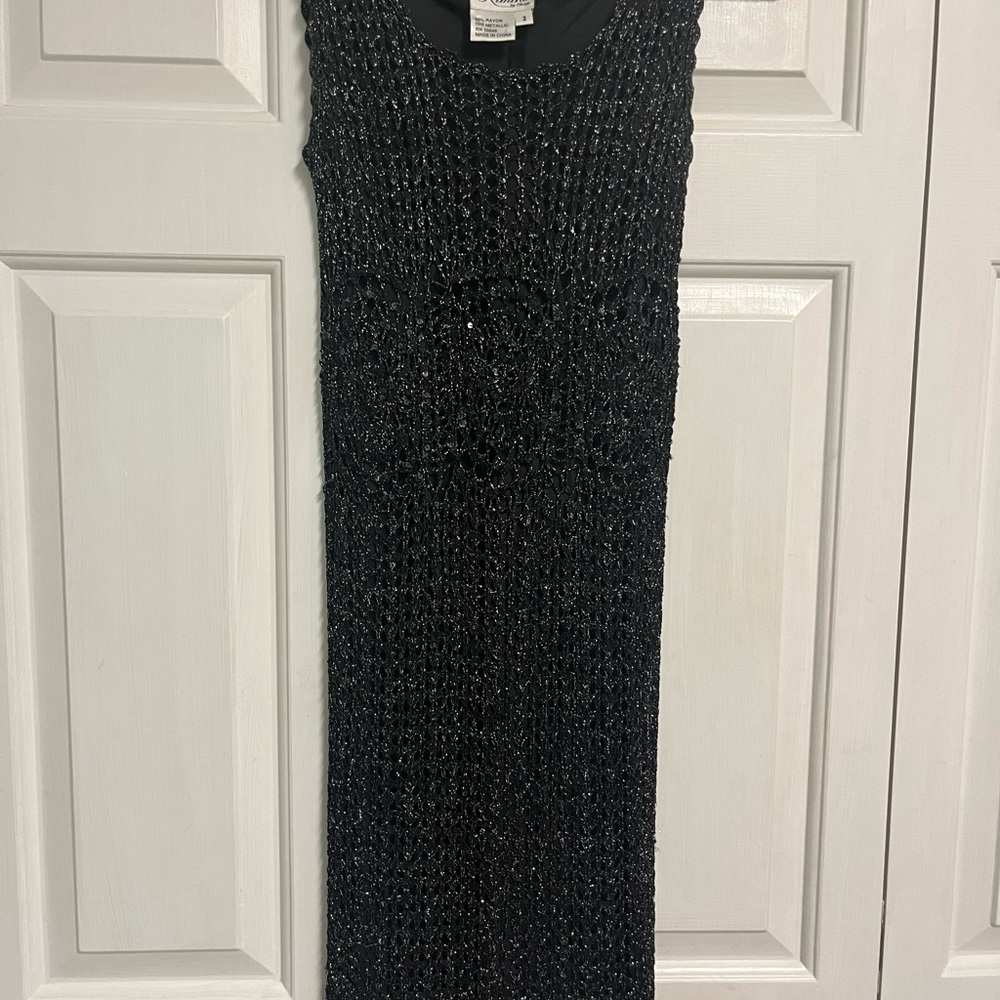 Vintage Rimini by Shaw Black/Silver Metallic Dress Size 2
